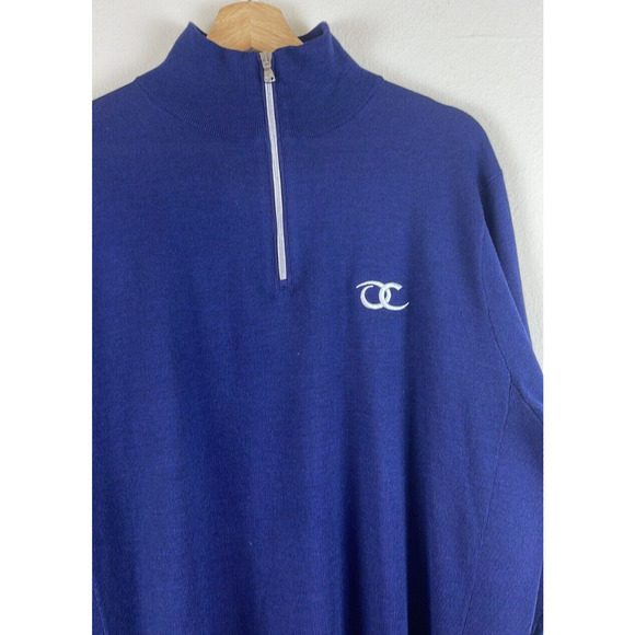 RLX RALPH LAUREN MEN'S HALF-ZIP MERINO WOOL NAVY BLUE SWEATER SIZE XL - Picture 2 of 10